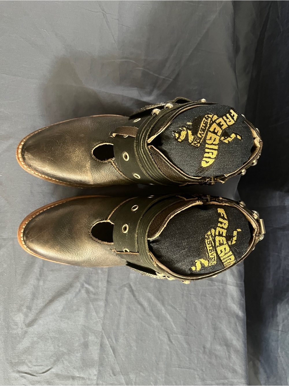 Freebird Saloon Black Leather Ankle Boots with Decorative Buckle - Picture 3 of 6